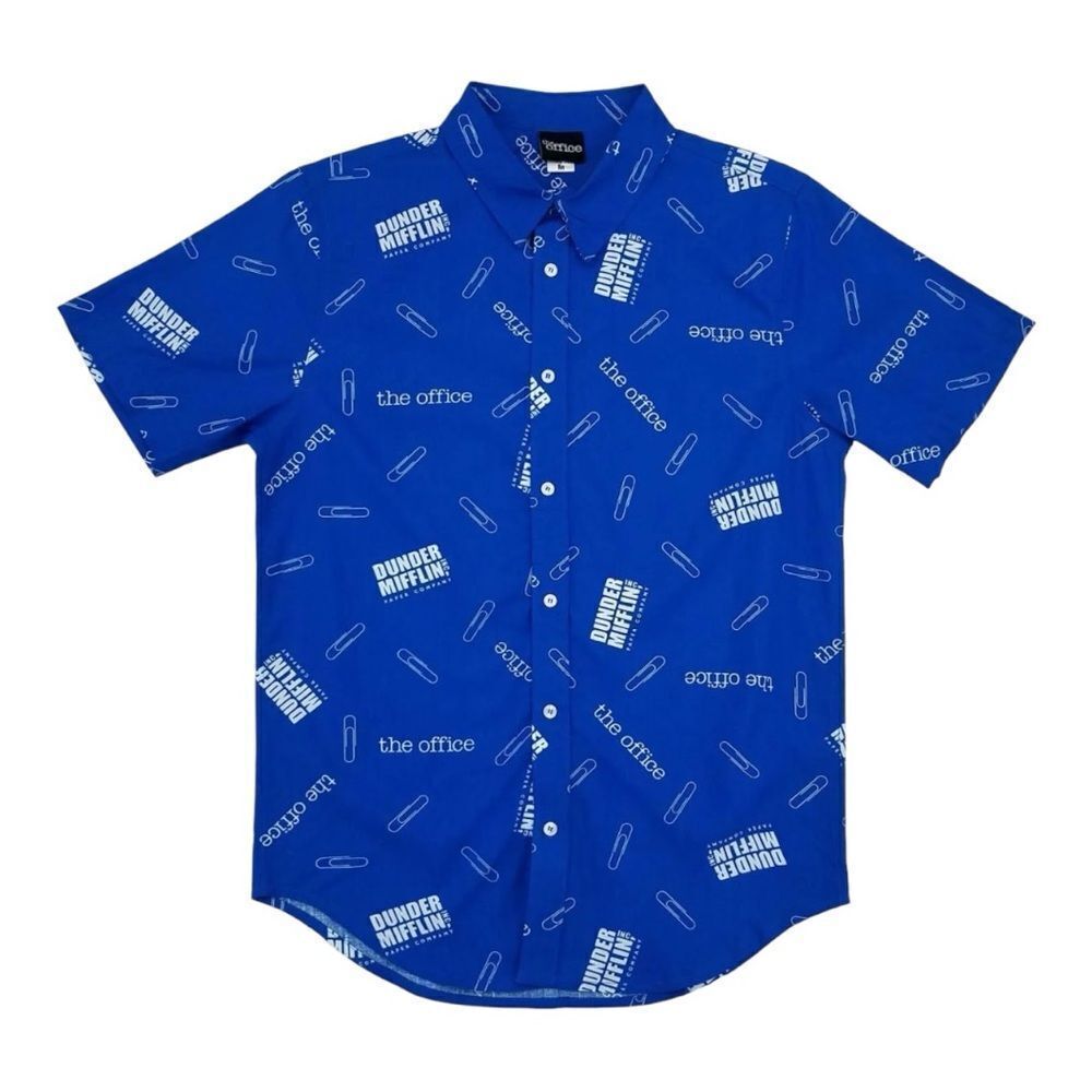 The Office Dunder Mifflin Mens Blue Button Up Shirt 2XL